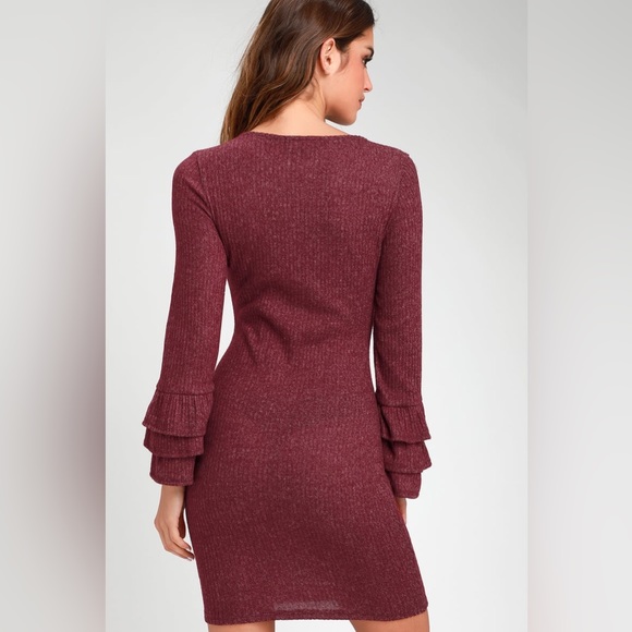 Lulu's Flounce Sleeve Bodycon Sweater Dress - Picture 3 of 4